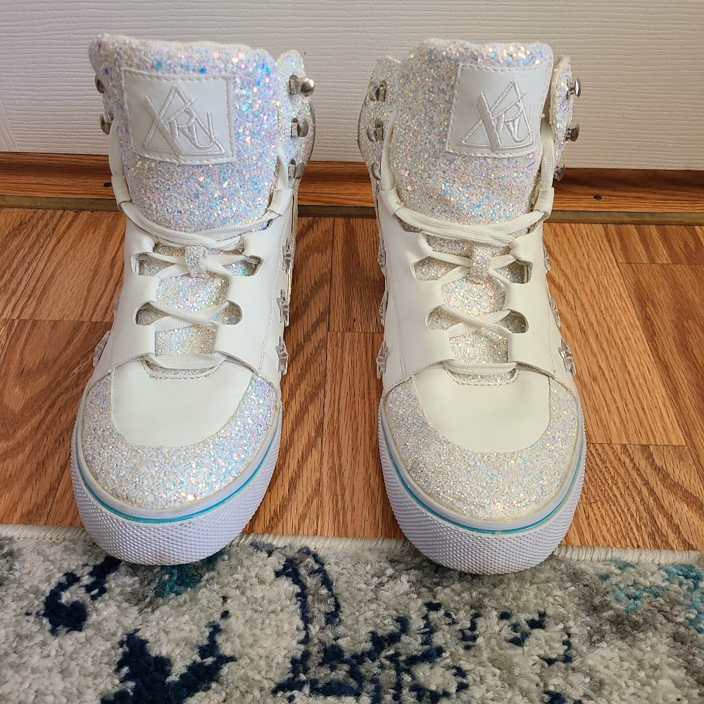 YRU White Glitter High Tops